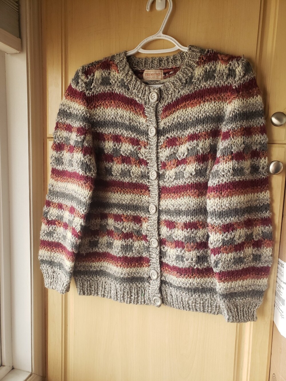 Treasure Super Quality Wool Knit Button-Front Striped Sweater